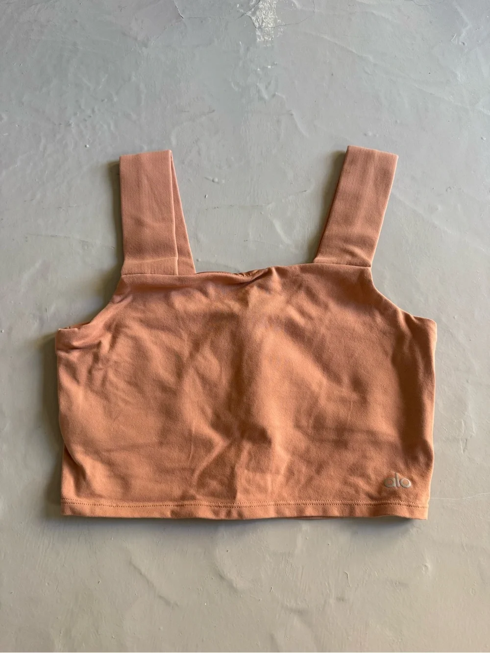 ALO Yoga cropped square bra tank in apricot